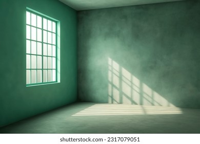 Composition with window shadows on the wall and light reflections. Mockup.