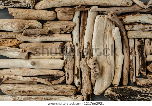 Composition Wooden Twigs Wooden Background Ideas Stock Photo Edit Now