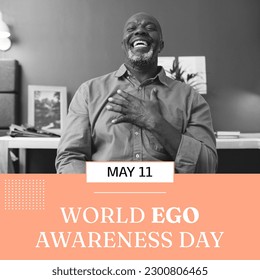 Composition of world ego awareness day text and laughing african american man. World ego awareness day and happiness concept digitally generated image. - Powered by Shutterstock
