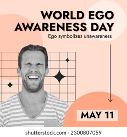 Composition of world ego awareness day text and smiling caucasian man. World ego awareness day and happiness concept digitally generated image. - Powered by Shutterstock