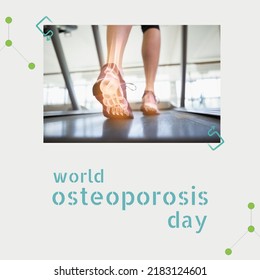 Composition of world osteoporosis day text with diverse people on treadmill on beige background. World osteoporosis day and celebration concept digitally generated image. - Powered by Shutterstock