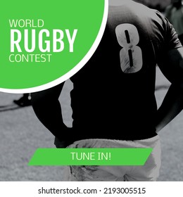 Composition of world rugby contest text over african american rugby player. World rugby contest and sport concept digitally generated image. - Powered by Shutterstock