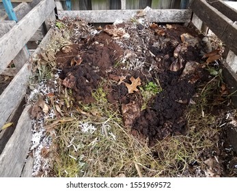 Compost Pile With Dirt And Coffee Grounds And Filters