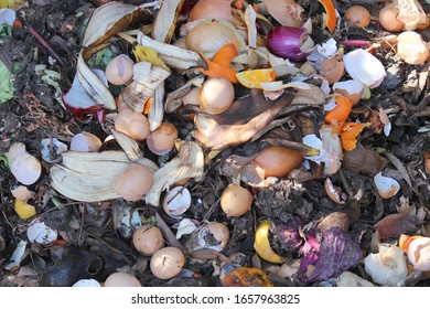 Compost Pile With Layers Of Organic Matter And Soil