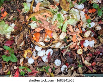 Compost Pile With Layers Of Organic Matter And Soil