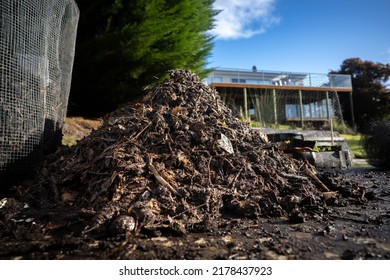 Compost Pile, Organic Thermophilic Compost Turning In Tasmania Australia 