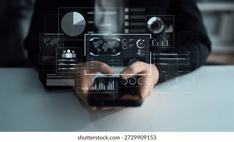 A comprehensive business intelligence dashboard for data analysis. The interface displays global metrics, team performance charts, and financial reports for strategic planning. Parse