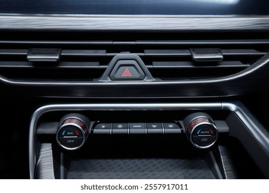 A comprehensive and detailed view of a cars advanced climate control system featuring adjustable temperature settings - Powered by Shutterstock