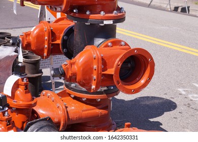 Comprehensive Street Renovation. Fire Main Gate Valves Awaiting Installation.