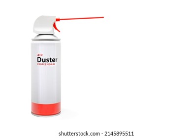 Compressed Air Duster Can For Cleaning Electronics Isolated On White Background