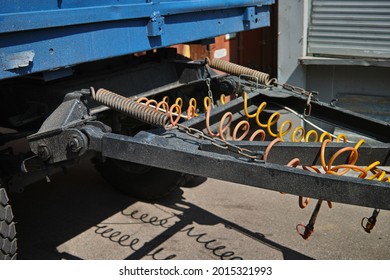 Compressed Air Hose On A Truck And Trailer Connection, Outdoor Shot