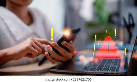 Compromised information concept. Malicious software, virus, cybercrime System warning hacked alerts, cyber attacks on computer networks. Cybersecurity vulnerability, data breach, illegal connection