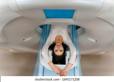 Computed Tomography Of The Pelvis And Hard Tissues For Women. CT Scan To Cure Tissue Diseases. Professional Diagnosis Of The Organs Of A Young Girl