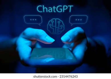 Computer AI Concept With Overlay Of Interface For ChatGPT Projected Onto Screen Of Woman Using Mobile Phone - Shutterstock ID 2314476243