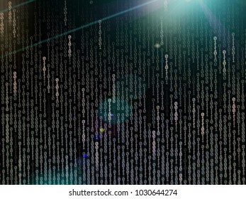 Computer AI intelligence data internet connection concepts. binary code numbers background on computer monitor for computer technology concepts. Private cyberspace business environment