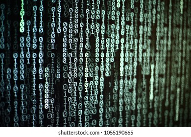 Computer AI intelligence data internet connection concepts. binary code numbers background on computer monitor for computer technology concepts. Private cyberspace business environment