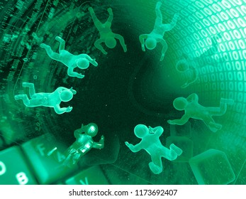 Computer background with keys, mans and digits.