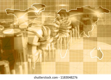 Computer background with map and electronic device.