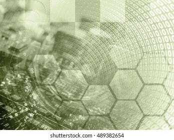 Computer background in sepia with electronic device and digits.