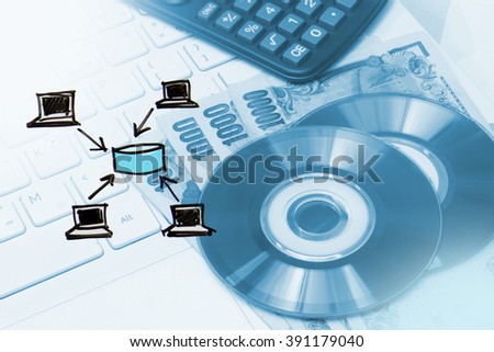 Computer in business process concept, client and server , business data center
