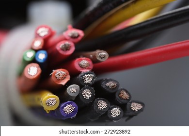 Computer cables on white background