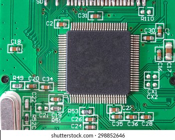 Computer Chip Chips Close-up And Contacts