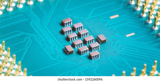 Computer chip cpu, close up; Computer technology.