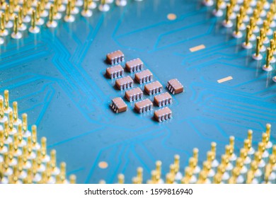 Computer chip cpu, close up; Computer technology.