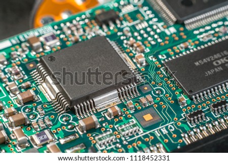 Computer chip macro. Hi tech concept