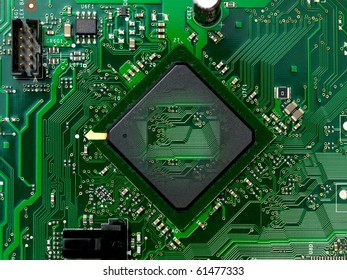 A Computer Chip On A Mother Board