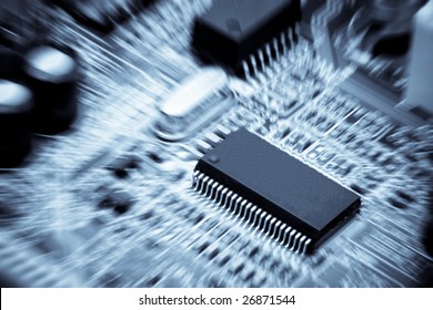Computer circuit board. Close up. Abstract background.