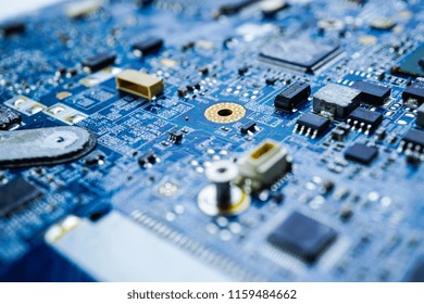 Computer circuit board cpu chip mainboard core processor electronics device : concept of data, hardware, technician and technology.