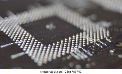 Computer Circuit Board with Electronic Chips Rotating Close Up