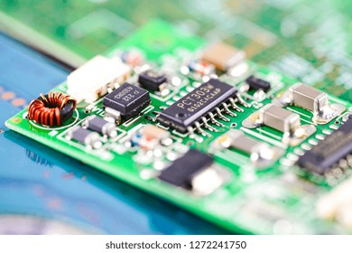 Computer circuit cpu chip mainboard core processor electronics device : concept of data, hardware, technician and technology.