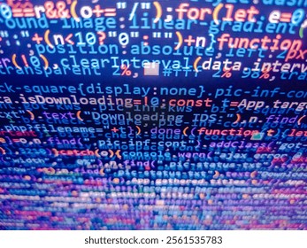 Computer code on laptop web developing. Programming software code on computer screen which develop by the programmer to solve the business requirement. Coding concept. Programming concept.