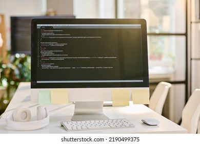 Computer with codes on the screen