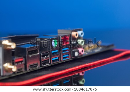 Computer component backpanel USB Audio,Ethernet Connector USB 3,0, HDMI on Motherboard