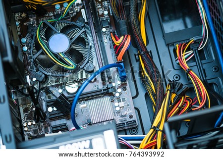 Computer Component in computer case,Finished Building a computer