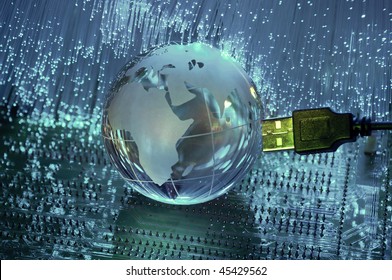 computer data concept with earth globe against fiber optic background more in my portfolio