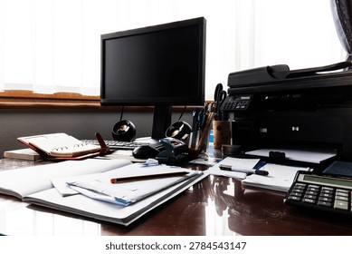 Computer desk with creative clutter
