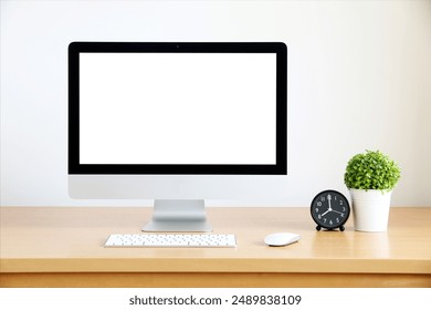 Computer, Desktop PC. for business blank screen on background.