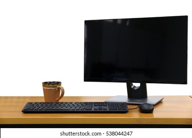 Computer, Desktop PC. for business blank screen white background.
