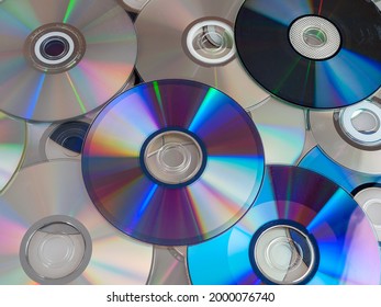 Computer disks, CDs, outdated computer technologies, vintage, the evolution of data carriers