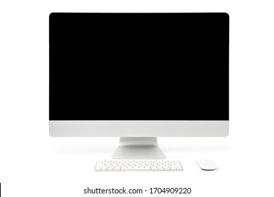 computer display with blank white screen isolated on white background