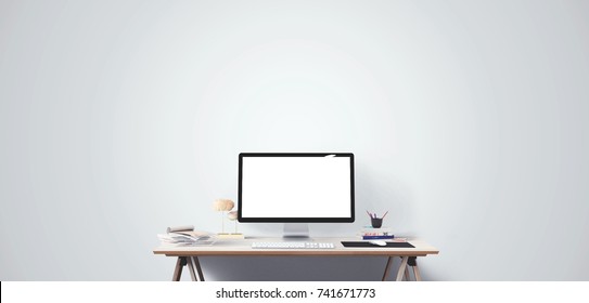 41,551 Computer on desk banner Images, Stock Photos & Vectors ...