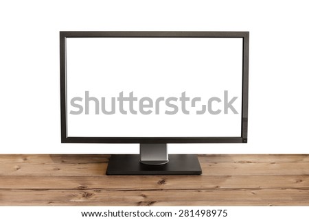 computer display on table - front view isolated