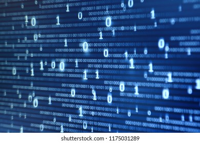 Computer display screen with binary code moving in the background. text moving in matrix code style from top moving downward to the bottom of the screen.
