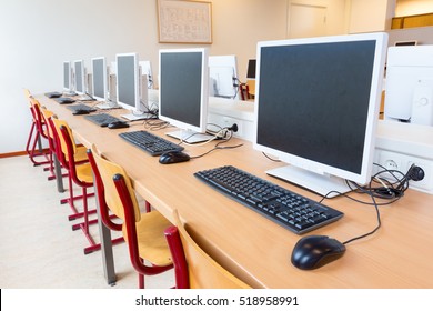 Computer education in classroom on high school