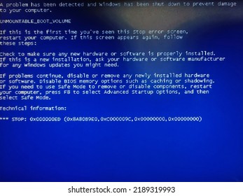 Computer error screen scene. Have Blue screen of Death on window xp.