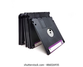 Computer floppy disk closeup on white